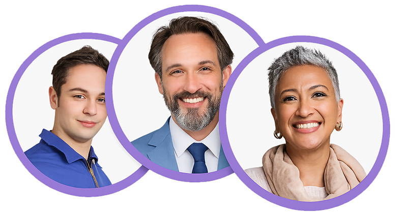 portait de 3 personnes 2 homme et 1 femme qui ont témoignés suite à un coaching avec Emoticoach